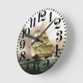 Horloge Ronde Clipper Ship Buttersworth Ocean Sea Wall Clock (Angle)