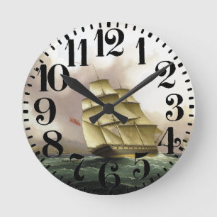 Horloge Ronde Clipper Ship Buttersworth Ocean Sea Wall Clock