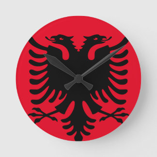 Horloge Ronde Clock Albanian Double Headed Eagle red and black