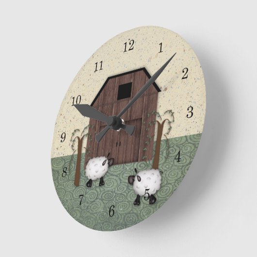 Horloge Ronde Clock Barn Sheep (Angle)