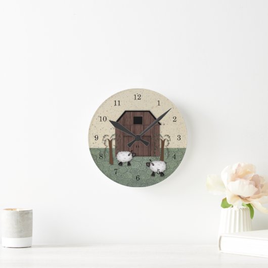 Horloge Ronde Clock Barn Sheep (Maison)