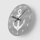 Horloge Ronde Clock | boat anchor and wood tanks (Angle)