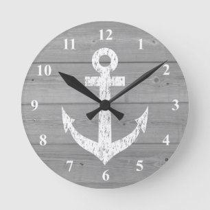 Horloge Ronde Clock   boat anchor and wood tanks