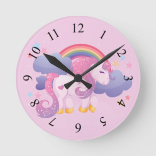 Horloge Ronde Clock Cute Unicorn