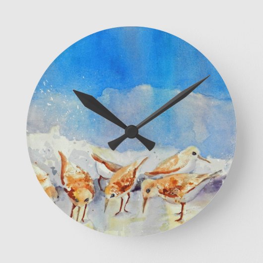 Horloge Ronde Clock de Beach Birds, Sandpipers, Sanderlings (Recto)