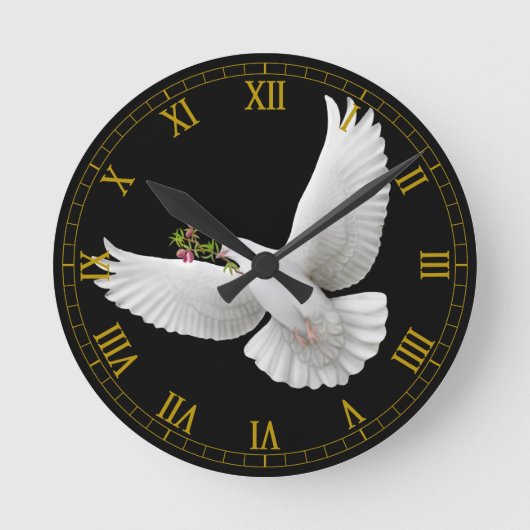 Horloge Ronde Clock de Flying White Peace Dove (Recto)