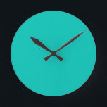 Horloge Ronde Clock de Turquoise<br><div class="desc">Couleur solide turquoise Horloge murale par Gerson Ramos.</div>