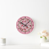 Horloge Ronde Clock de Vintage Pink Roses (Maison)