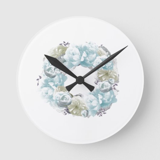 Horloge Ronde Clock Dusty Blue Wreath (Recto)