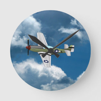 Horloge Ronde Clock Mustang Airplane