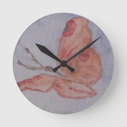 Horloge Ronde Clock rose Butterfly (Recto)