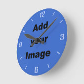 Horloge Ronde Clock template - blues - Add your Image (Angle)