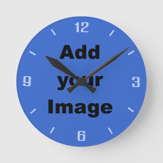 Horloge Ronde Clock template - blues - Add your Image (Recto)
