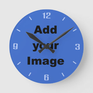 Horloge Ronde Clock template - blues - Add your Image