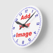 Horloge Ronde Clock template - Numbers & seconds blue-Add Image (Angle)