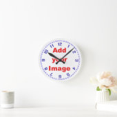 Horloge Ronde Clock template - Numbers & seconds blue-Add Image (Maison)