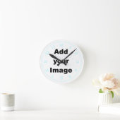 Horloge Ronde Clock template- Numbers & seconds pastel Add Image (Maison)
