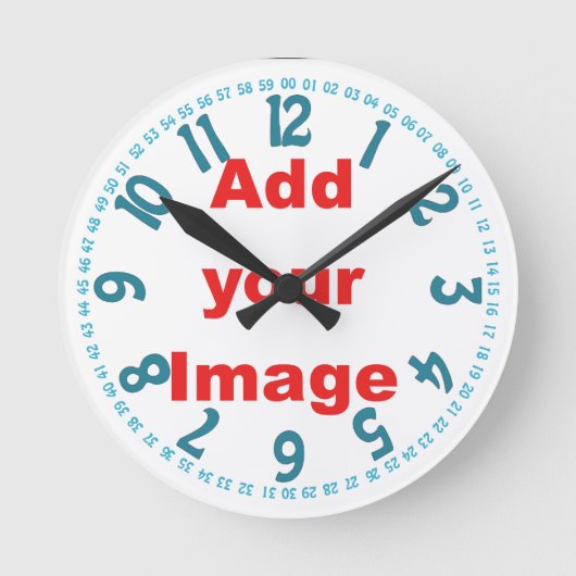 Horloge Ronde Clock template - Open face blue Add Image (Recto)