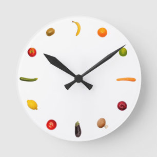 Horloge Ronde Clock with vegetables and fruits