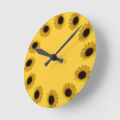 Horloge Ronde Clock Yellow Sunflower Wall Clocks (Angle)
