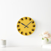 Horloge Ronde Clock Yellow Sunflower Wall Clocks (Maison)