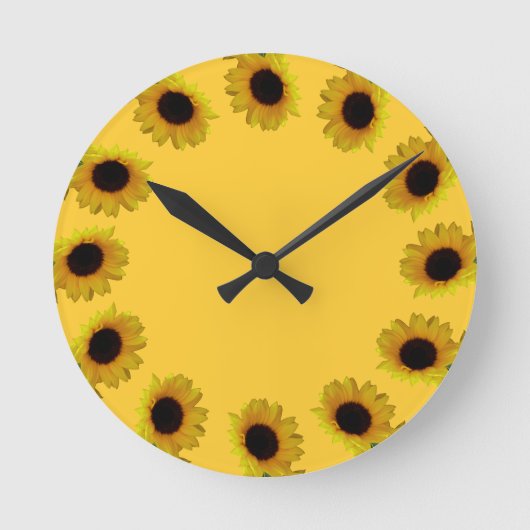 Horloge Ronde Clock Yellow Sunflower Wall Clocks (Recto)