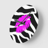 Horloge Ronde Clock Zebra Pink (Angle)