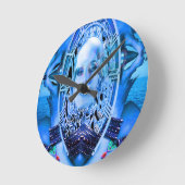 Horloge Ronde Clockwork bleu (Angle)