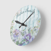 Horloge Ronde Clôture fleurie personnalisée (Angle)