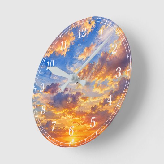 Horloge Ronde Clouds Wall Clock — Sky-Inspired Design (Angle)