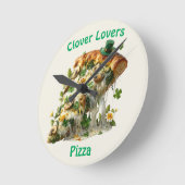 Horloge Ronde Clover Lovers Pizza St. Patrick’s Day (Angle)