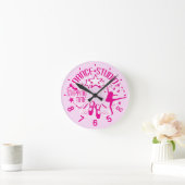 Horloge Ronde Club de danse rose (Maison)