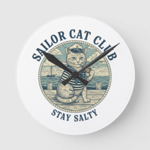 Horloge Ronde Club du chat marin