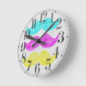 Horloge Ronde CMY Mustaches (style presse-lettres) (Angle)