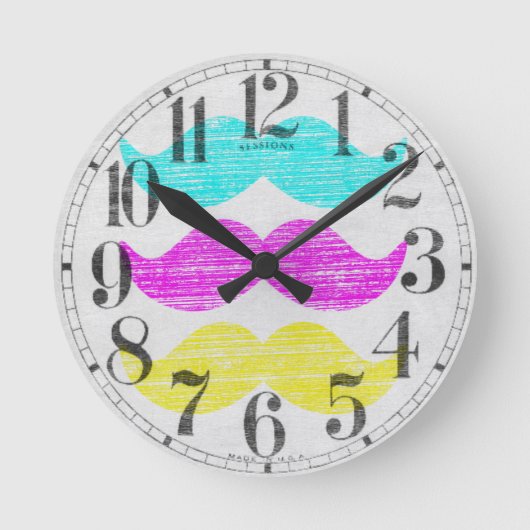 Horloge Ronde CMY Mustaches (style presse-lettres) (Recto)
