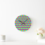 Horloge Ronde CMYK CUBE cubes célèbres illusion motif géométriqu (Maison)