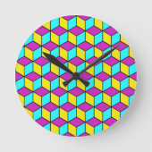 Horloge Ronde CMYK CUBE cubes célèbres illusion motif géométriqu (Recto)