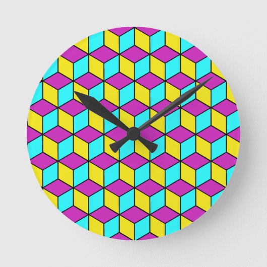 Horloge Ronde CMYK CUBE cubes célèbres illusion motif géométriqu (Recto)