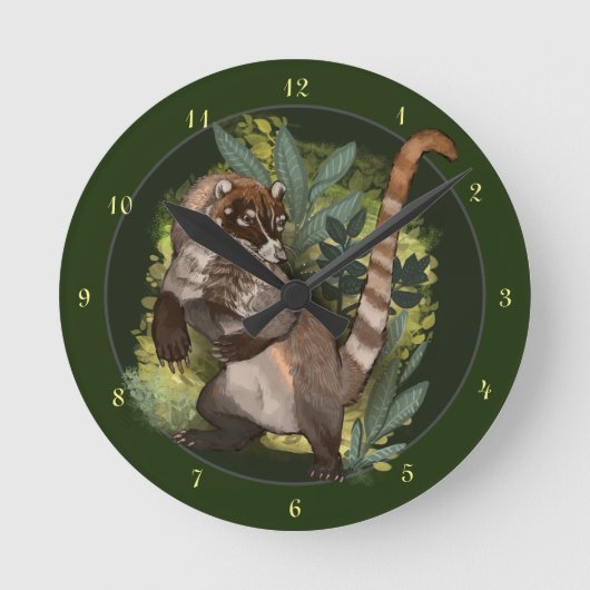 Horloge Ronde Coatamundi ou Coati noir blanc (Recto)