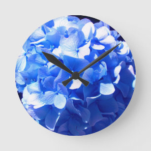 Horloge Ronde Cobalt Blue Hydrangea
