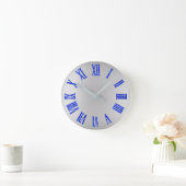 Horloge Ronde Cobalt BlueGlitter gris argent ombre minimal noir (Maison)