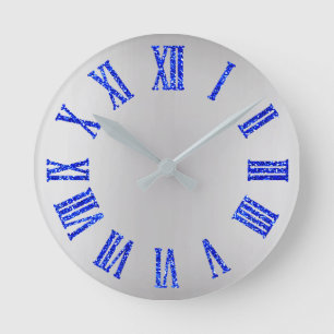 Horloge Ronde Cobalt BlueGlitter gris argent ombre minimal noir