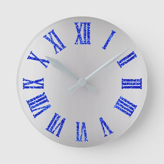 Horloge Ronde Cobalt BlueGlitter gris argent ombre minimal noir (Recto)
