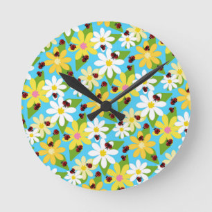 Horloge Ronde Coccinelle Rouge Coléoptère Amoureux des Insectes
