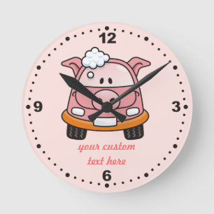 Horloge Ronde Cochon de lavage