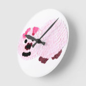 Horloge Ronde Cochon rose (Angle)