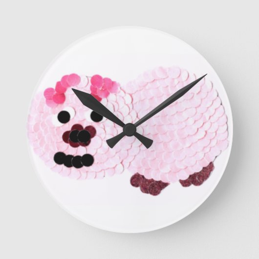 Horloge Ronde Cochon rose (Recto)