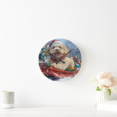Horloge Ronde Cockapoo Dog in Sledge Let it Neige Christmas (Maison)