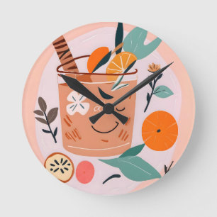 Horloge Ronde Cocktail cannelle et orange