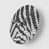 Horloge Ronde Code binaire Zebra noir et blanc (Angle)